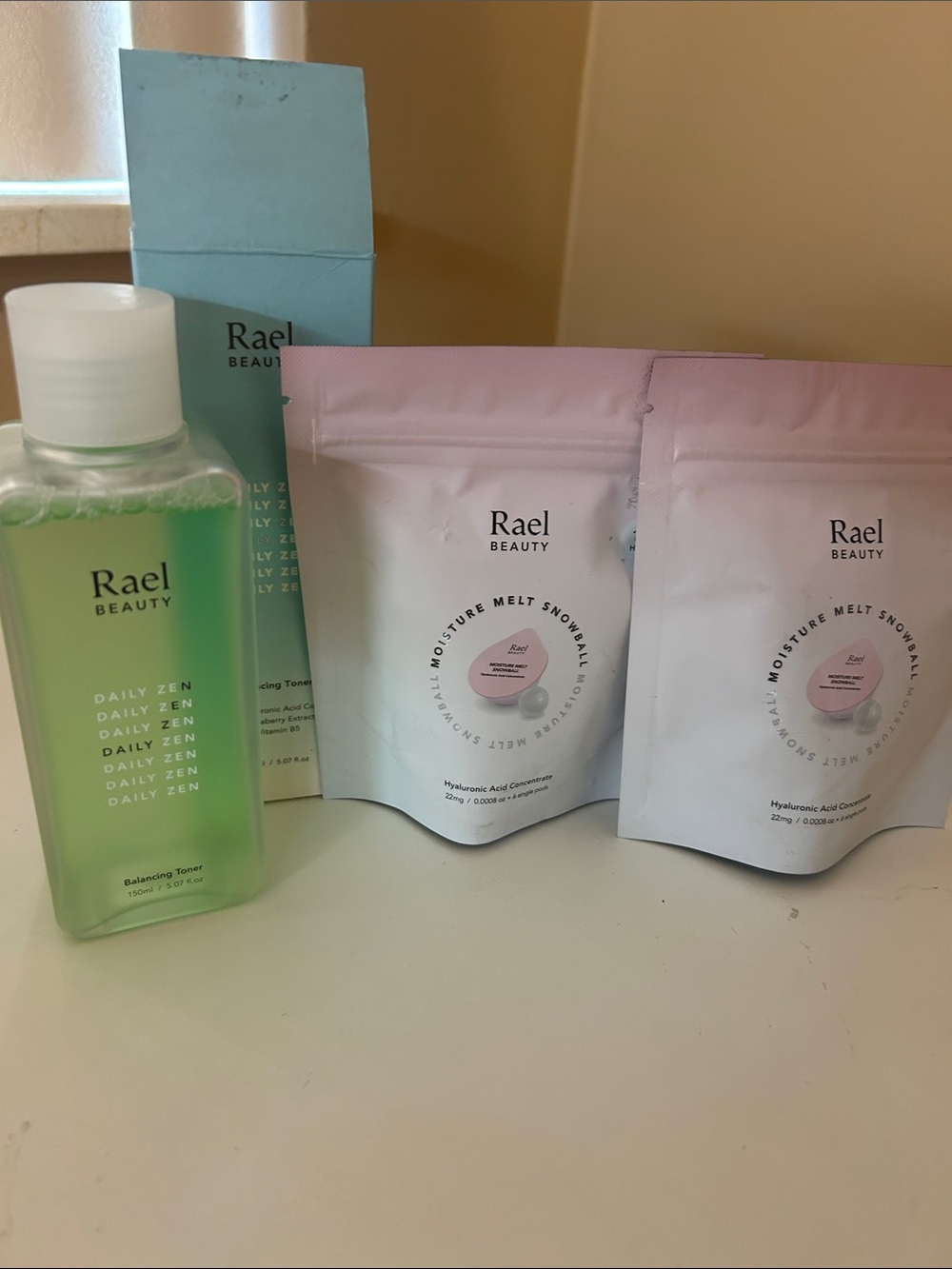 Rael Beauty Daily Zen Balancing Toner & Moisture Melt Snowball Bundle of 3. New
